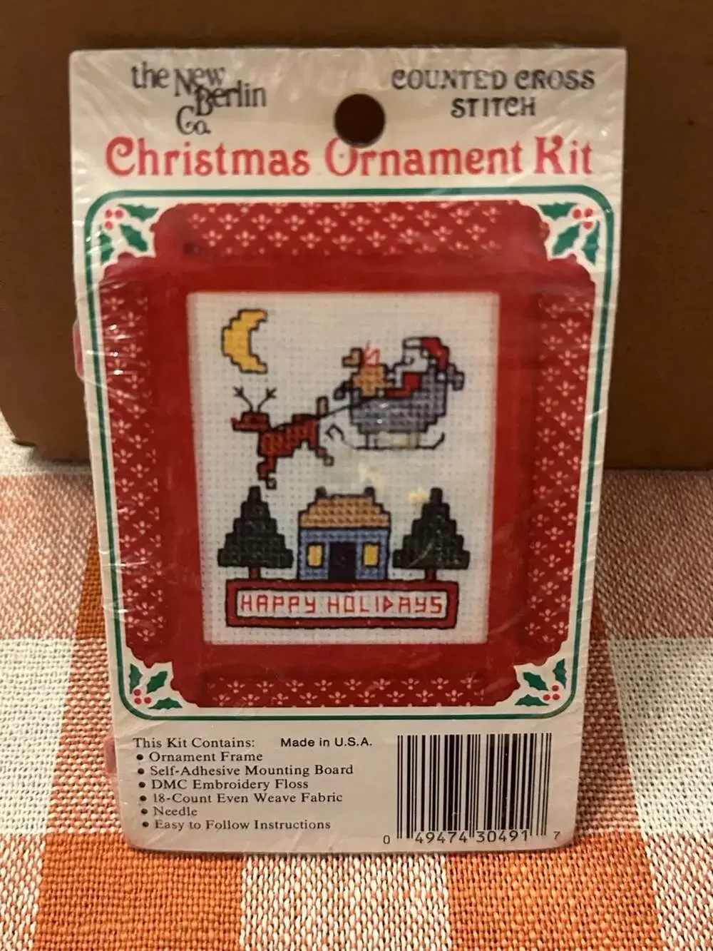 The New Berlin Co. Counted Cross Stitch Christmas Ornament Kit Happy Holidays Sa